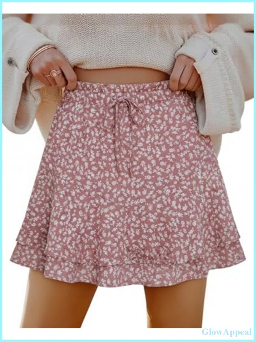 Women's Flowy Chiffon Ruffle Skort with Built-in Shorts & Pocket